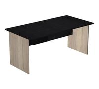 Bureau droit Pronto Bois - L.180 x P.80 cm - Plateau Noir - Pieds panneau Chêne Canadien