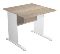 Bureau droit Pronto Bois - L.80 x P.80 cm - Plateau Chêne Canadien - Pieds L Blanc