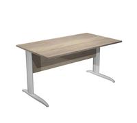 Bureau droit Pronto Métal - L.140 x P.80 cm - Plateau Chêne Canadien - Pieds L Aluminium
