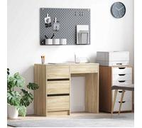 Bureau droit vidaXL chêne Sonoma 90x50 cm - 3 tiroirs, finition mate