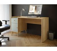 Bureau droit WHENUA - Chêne/ Vert sauge - 139,6 x 77,3 x 60 cm