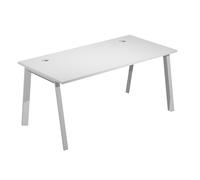 Bureau droit Wood - L.140 x P.80 cm - Plateau Blanc - Pieds métal