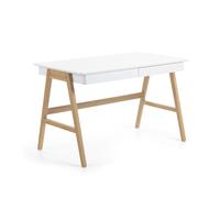 Bureau Dyana en MDF laqué blanc avec pieds en chêne