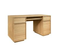Bureau effet bois naturel 2 portes 2 tiroirs 1 niche 140cm - L 140 x P 55 x H 77cm - Kuba