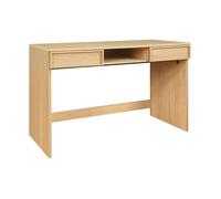 Bureau effet bois naturel 2 tiroirs 1 niche 120cm - L 120 x P 55 x H 77cm - Kuba