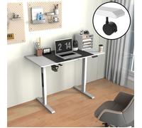 Bureau électrique à hauteur réglable Stryn assis debout avec 4 roulettes 120 x 60 cm blanc