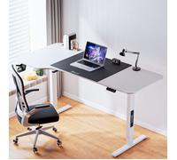 Bureau électrique à hauteur réglable Stryn assis debout plateau en forme de L 160 x 60 - 75 cm blanc