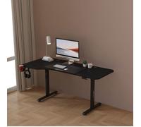 Bureau électrique à hauteur réglable Stryn assis debout plateau en forme de L 160 x 60 - 75 cm noir