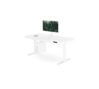 Bureau électrique assis-debout avec tiroir et chargeur sans fil Qi, blanc, 1 400 mm : ELLIS