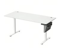 Bureau Électrique Assis-Debout, Bureau Réglable En Hauteur, 70 X 160 X (72-120) Cm, 4 Hauteurs Mémorisables, Pochette De Rangement, Blanc Nuage Blanc