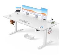 Bureau Électrique Assis-Debout - ERGEAR - Blanc - 180 x 80 x (72-118)cm - 4 Hauteurs Mémorisables - Système Anti-Collision