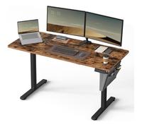 Bureau Électrique Assis-Debout - SONGMICS - 60 x 140 cm - 4 hauteurs mémorisables - Marron rustique et noir