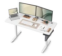 Bureau Électrique Assis-Debout - SONGMICS - 60 x 140 x (72-120) cm - Blanc nuage - 4 Hauteurs Mémorisables