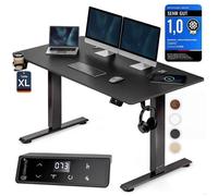 Bureau électrique CASARIA 160x70 cm - Réglable 72-117 cm - Écran LCD - Chargeur sans fil - Aspect carbone