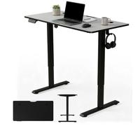 Bureau Électrique Juskys 120x60 cm Assis Debout Réglable Hauteur Mémoire Noir