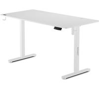 SENSE7 Bureau Électrique Debout NOJO, Bureau PC avec Mémoire, Bureau de Jeu avec Crochets, Réglage en Hauteur Silencieux, Blanc, 140x70cm