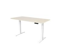 Bureau électrique réglable - 160 x 80 cm - Moteur double - Blanc/Chêne clair