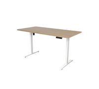 Bureau électrique réglable - 160 x 80 cm - Moteur simple - Blanc/Chêne