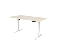 Bureau électrique réglable - 160 x 80 cm - Moteur simple - Blanc/Chêne clair