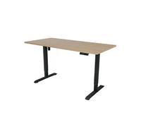 Bureau électrique réglable - 160 x 80 cm - Moteur simple - Noir/Chêne