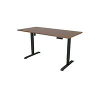 Bureau électrique réglable - 160 x 80 cm - Moteur simple - Noir/Chêne foncé