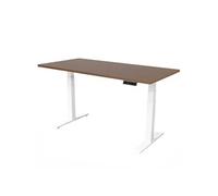 Bureau électrique réglable - 180 x 80 cm - Moteur double - Blanc/Chêne foncé