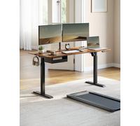 Bureau Électrique Réglable En Hauteur 70 X 160 Cm Marron Et Noir Marron