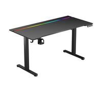 Bureau Électrique Réglable En Hauteur Acgam Jsd5-A1-02, Table De Jeu Ergonomique, Hauteur Réglable De 72 À 118 Cm, Avec Bande Lumineuse Led, Boîtier De Rangement Pour Câbles, 140 X 68 Cm Noir