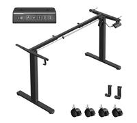 Bureau Électrique Réglable en Hauteur, avec 2 Crochets, Fonction Mémoire 3 Hauteurs, Acier, Noir d'encre Noir d'encre