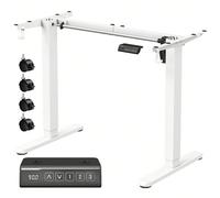 Bureau Électrique Réglable en Hauteur, Cadre de Bureau Assis-Debout, Support de Table, sans Plateau de Table, avec 2 Crochets, Fonction Mémoire 3 Hauteurs, Acier, Blanc Mat Cadre de bureau ajustable :
