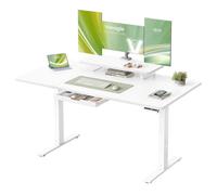 Bureau Électrique Réglable - VASAGLE - 140x70 cm - Blanc Nuage - Tiroir - Port USB-C - Rappel Sédentarité