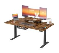 Bureau Électrique Réglable - VASAGLE - 160x80cm - Tiroir Flexible - Port USB-C - Marron Rustique