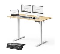 SENSE7 Nojo Light Bureau Électrique Pin Blanc 120x60cm - Bureau Réglable Chaleureux Style Scandinave avec Mémoire