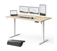 Bureau électrique - SENSE7 - NOJO light - 140 x 70 cm - Réglable en hauteur - Design scandinave - Blanc marron clair