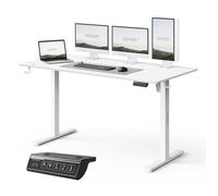 SENSE7 Nojo Light Bureau Électrique Blanc 140x70cm, Charge 70kg - Grand Bureau Minimaliste avec Mémoire & Moteur Silencieux