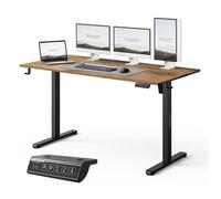 SENSE7 Nojo Light Bureau Électrique Chêne Noir 140x70cm, 70kg - Grand Bureau de Prestige Style Loft