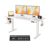 Bureau électriquement à Hauteur Réglable 140 x 60 cm,Table Assis-Debout Ergonomique Avec Fonction Mémoire, Bureau d'Ordinateur, Bureau Debout, Cadre Robuste, Moteur Silencieux - Pour Maison Et Bureau