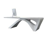 Bureau élégant table de chef laquée en blanc, bureau du président moderne et simple, grand bureau créatif, bureau d'ordinateur (220 x 90 x 75 cm)
