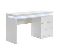 Bureau EMERSON - 3 tiroirs - MDF laqué blanc - LEDs