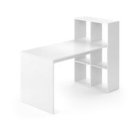 Vicco Bureau "Emir", Blanc, 72x143.8cm | avec étagères latérales ouvertes pour un rangement flexible