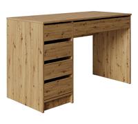 Bureau en bois 5 tiroirs "Malika" - 120 x 75 x 55 cm - Marron