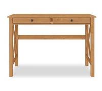 Bureau en Bois Adrian L 110 cm avec Deux tiroirs en Bois Massif Coloris chêne avec Rangement élégant et Pratique, poignées Noires idéal pour télétravail et Petits espaces