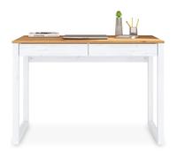 IDIMEX Bureau en Bois avec 2 tiroirs Noah, Design scandinave, en pin Massif Coloris Blanc et chêne