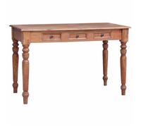 Bureau en bois d'acajou massif - vidaXL - 117x57x75 cm - 3 tiroirs - Brun - Assemblage requis - Fixation murale incluse