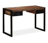 vidaXL Bureau en bois de récupération massif 2 tiroirs 120x50x76 cm Laqué Noir