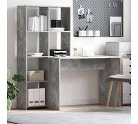 Bureau en bois dérivé du bois avec étagères pour bureau à domicile, bureau, chambre à coucher, jeux et apprentissage Gris béton 138,5 x 55 x 143 cm