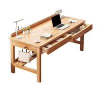 Bureau en bois d'hévéa, robuste et stable, utilisation polyvalente pour l'étude, le travail ou les jeux, finition beige, 80 x 60 x 75 cm