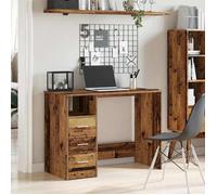 Bureau en bois d'ingénierie - CLARENCE - 102x76x50 cm - Vieux bois - 3 tiroirs - Capacité 60 kg - Assemblage requis