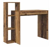 Bureau en bois d'ingénierie - vidaXL - 100x40x90 cm - Vieux Bois - Rustique - 3 étagères - Compact