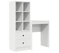 Bureau en bois d'ingénierie - vidaXL - Blanc - 145.5 x 50 x 127 cm - 2 tiroirs - Assemblage facile - Entretien simple